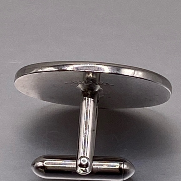 Men’s Initial J Cuff Links & Tie Clip Black and Silver - Picture 5 of 5